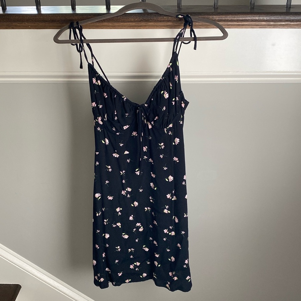 Black floral mini dress size small